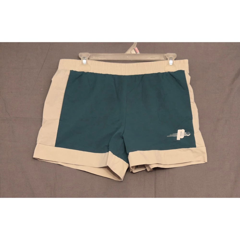 Prince Mid-Rise Woven Athletic Shorts Women's Size Medium Green Tan Pickle ball